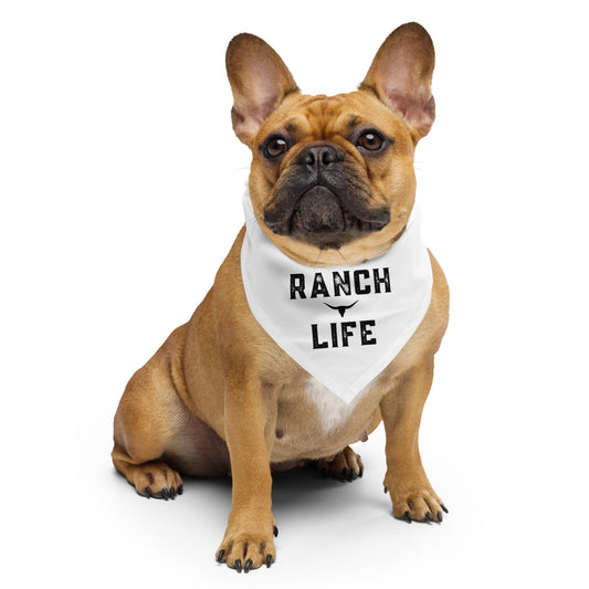 RANCH LIFE Dog/Pet Bandana (White) - (Unisex) All-Over Print Bandana